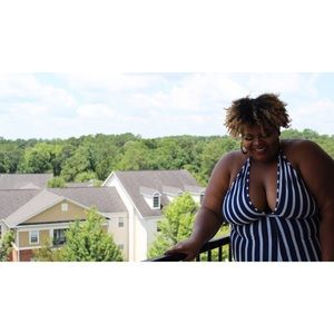 Blue and white bodysuit